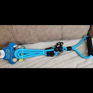 Blue Double Dog Rope Leash & 19 Individual Rolls Of Poo Bags  For Those Walkies